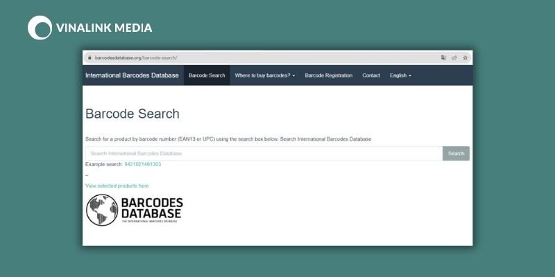 Website check mã code Barcode Database